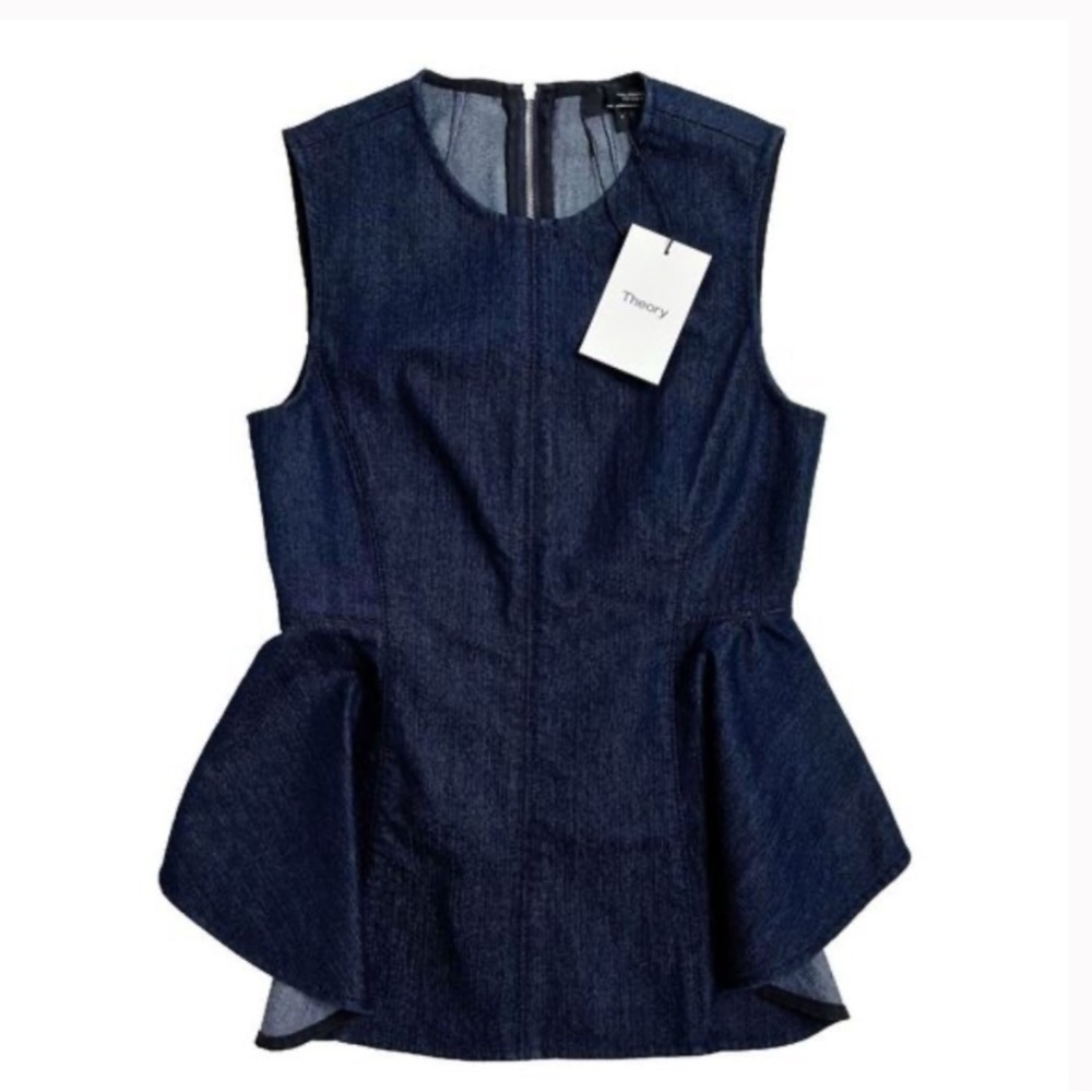 Theory 💙🩵 Dark Denim Peplum Top